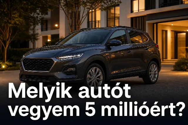 Néhány éves, gondozott kompakt SUV esti fényben — használtautó-vásárlás 5 millió forintból
