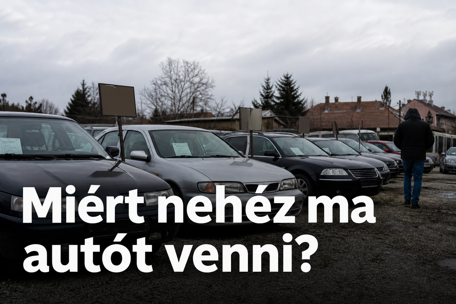 Használtautó-kereskedés udvara árukínálattal