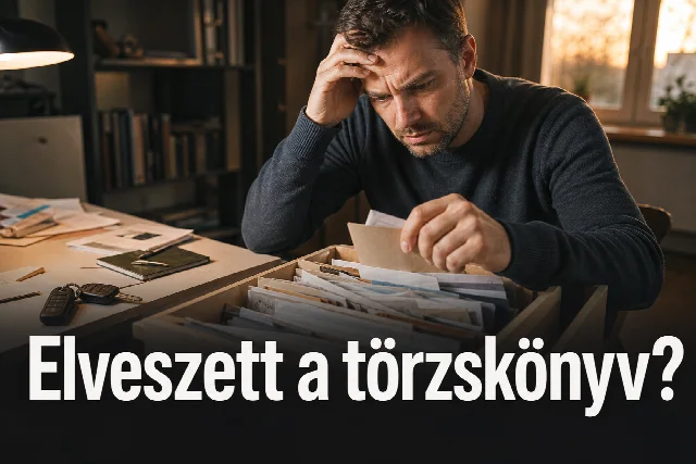 Egy ember az íróasztal fiókjában keresi az elveszett autós iratokat