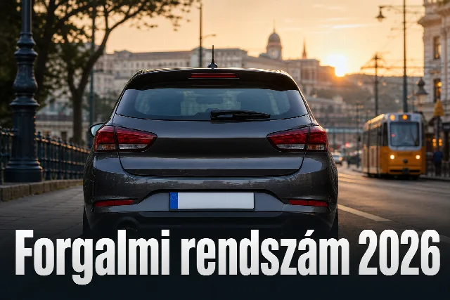 Autó hátulnézetből, felirat nélküli rendszámtáblával
